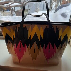 Coach Black and Yellow Zigzag Tote